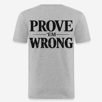 Preview: PROVE 'EM WRONG Slim Fit T-Shirt in grau mit Rückendruck